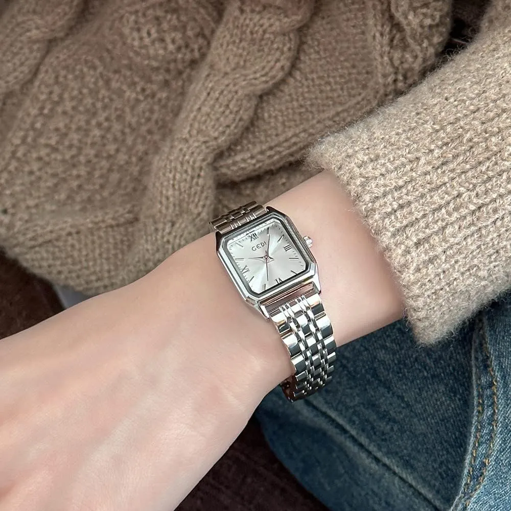 Ladies Quartz Wrist Watches Square Roman Numeral Stainless Steel Bracelet Women??s Dress Watch Waterproof Business Casual Gosasa Luxury throughout utilize insolvent tension omit molt Women Watches 