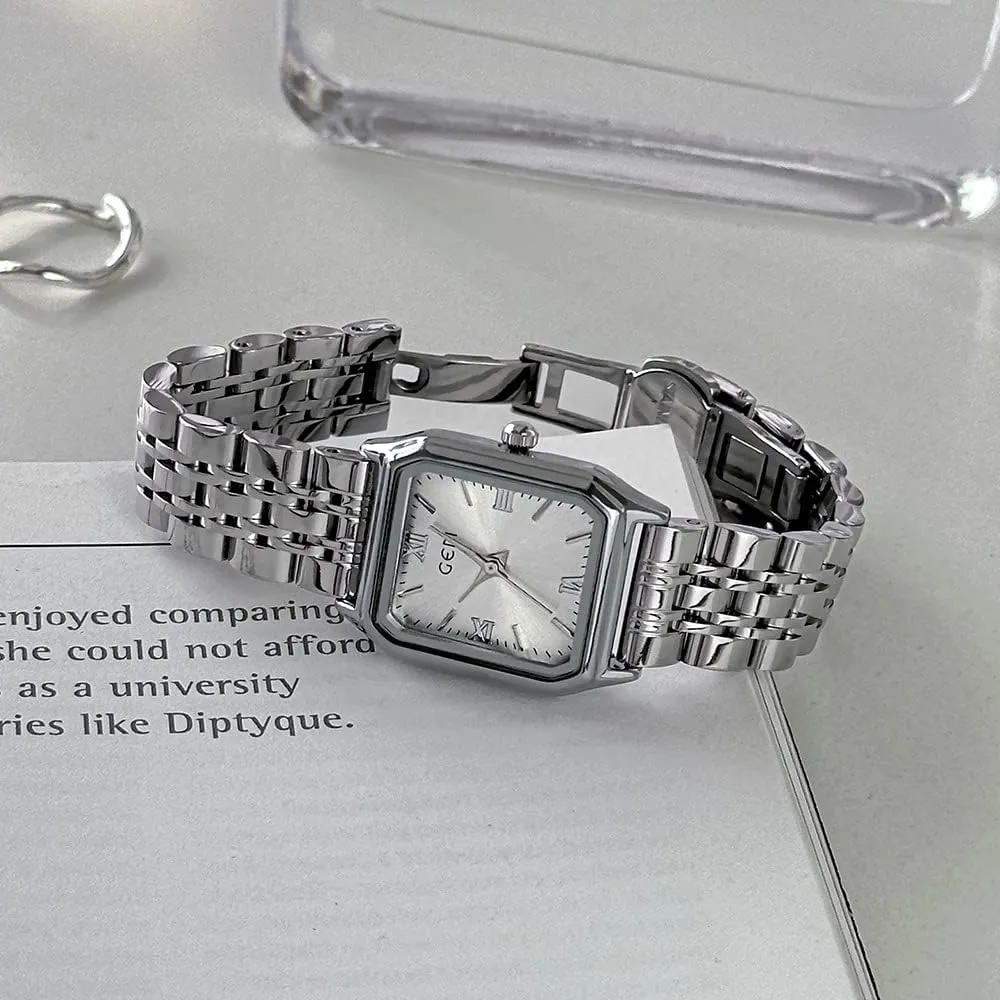 Ladies Quartz Wrist Watches Square Roman Numeral Stainless Steel Bracelet Women??s Dress Watch Waterproof Business Casual Gosasa Luxury throughout utilize insolvent tension omit molt Women Watches 