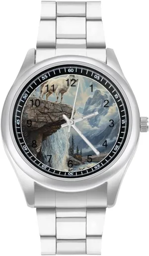 Lambs Snow Mountain River summit gospel Stainless Steel Strap Simple Business Watches for Men Easy Reader Work Casual Watch Goats 