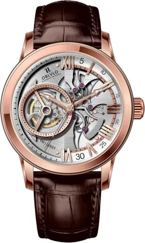 laser Clock Leather Wristwatch VMQ-ND Retro Men Skeleton Automatic Watch Mechanical Calfskin Strap Synthentic Sapphire Waterproof 