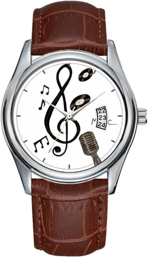 Latin course package Music Lover Watch Men Watch Casual Waterproof Quartz Watches Clock Date Classic Business Brown Leather Christmas Wristwatch 