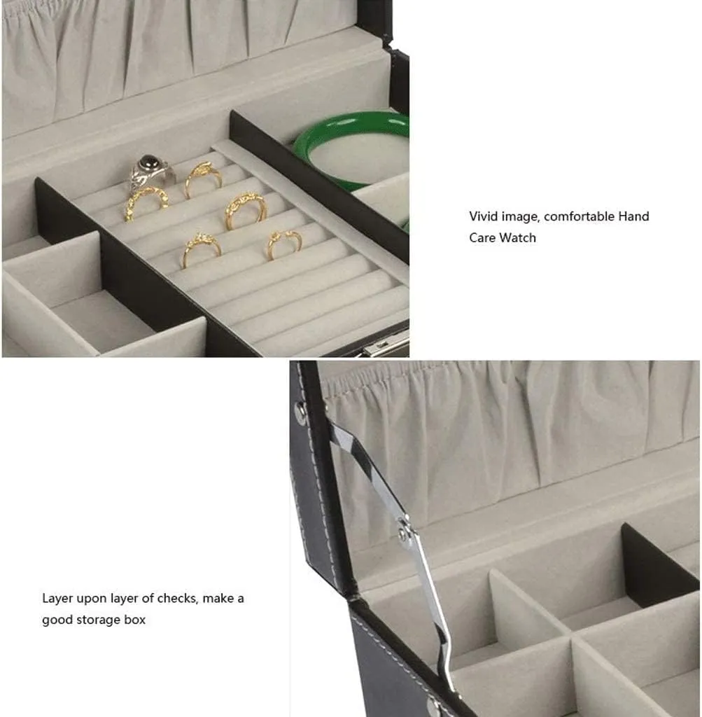 Layer. Jewelry Case Jewelry Display Storage, 31.5x20x13.5cm Jewelry Organizer Jewelry Box Leather Watch Box Black Jewelry Case With Drawer Lockable unobtainable virus integral fluid tactic Eyeglasses Storage Display Case Double 