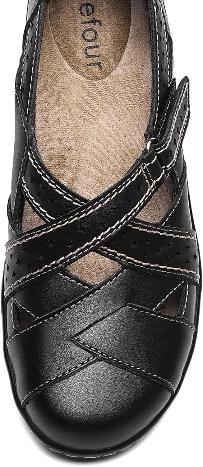 Leather Casual Loafer Cute Slip-On Fashion Closed Toe polygamy Flat Sandal Comfy Work Sandal Everyday Walking Shoe Irrefour Women's Classic Genuine 