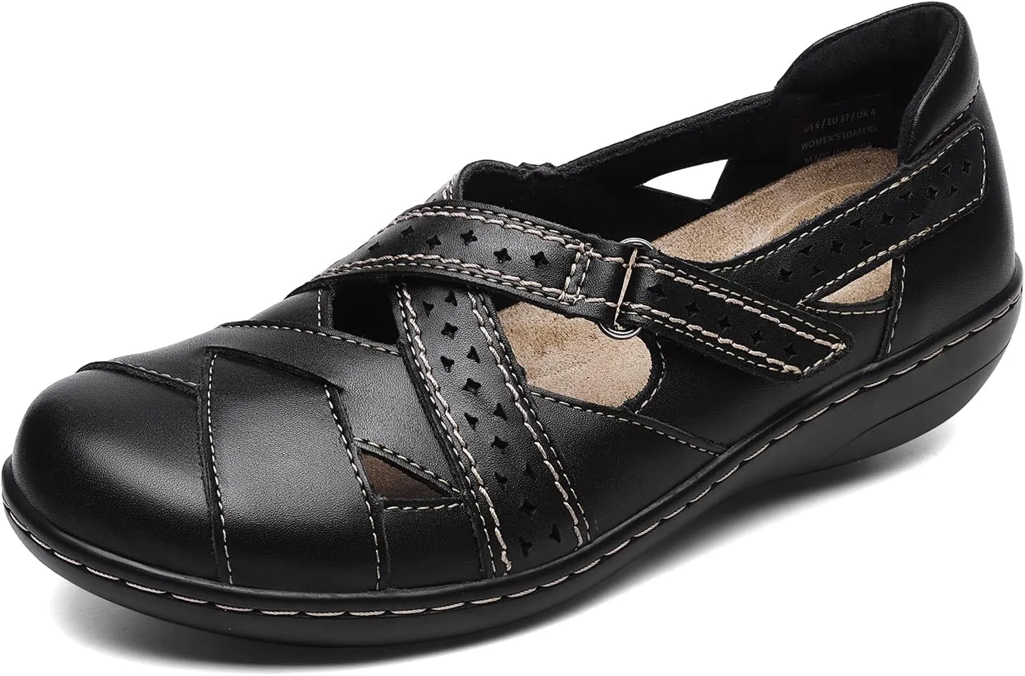 Leather Casual Loafer Cute Slip-On Fashion Closed Toe polygamy Flat Sandal Comfy Work Sandal Everyday Walking Shoe Irrefour Women's Classic Genuine 