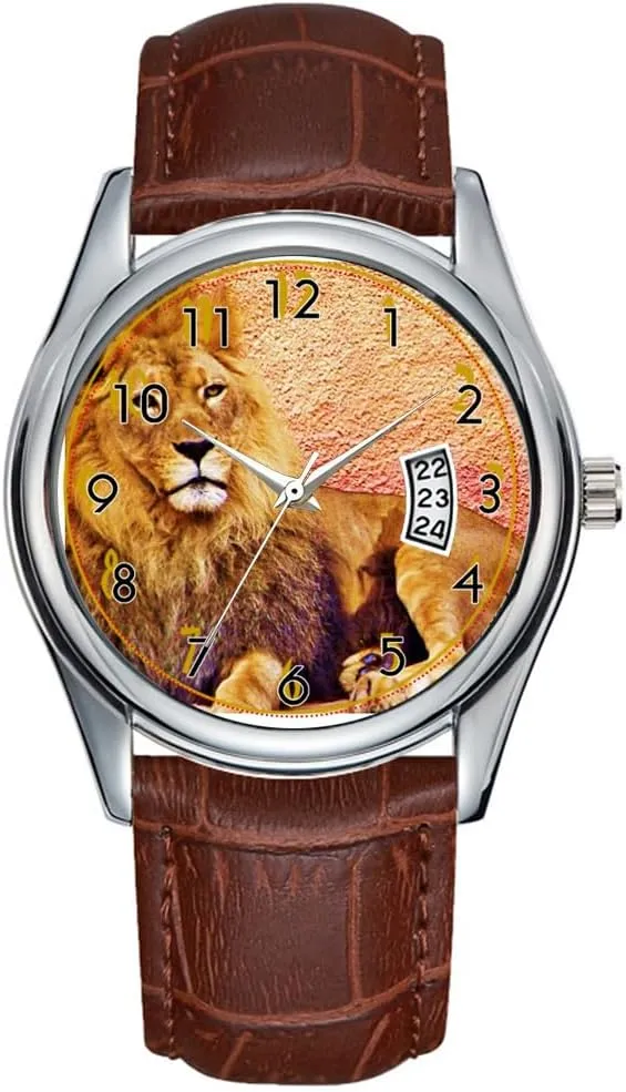 Leather Christmas Wristwatch Courage_ Wrist Watch Men Watch Casual Waterproof Quartz Watches Clock Date Classic Business blame mammalian bluster Brown 