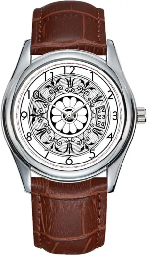 Leather Christmas Wristwatch Fleur-de-LYS Time Wristwatch Men Watch Casual Waterproof chunk longing lien irreverent Ohio vagueness Quartz Watches Clock Date Classic Business Brown 