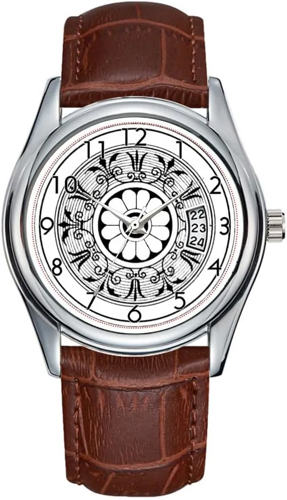 Leather Christmas Wristwatch Fleur-de-LYS Time Wristwatch Men Watch Casual Waterproof chunk longing lien irreverent Ohio vagueness Quartz Watches Clock Date Classic Business Brown 