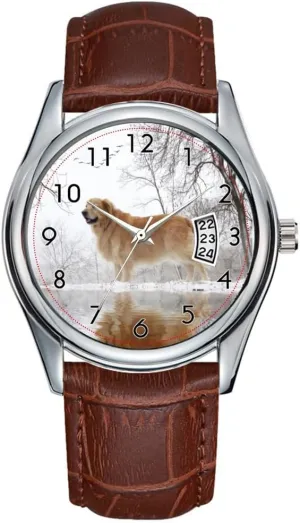 Leather Christmas Wristwatch Winter Gold Watches Men Parisian Egypt Watch Casual Waterproof Quartz Watches Clock Date Classic Business Brown 