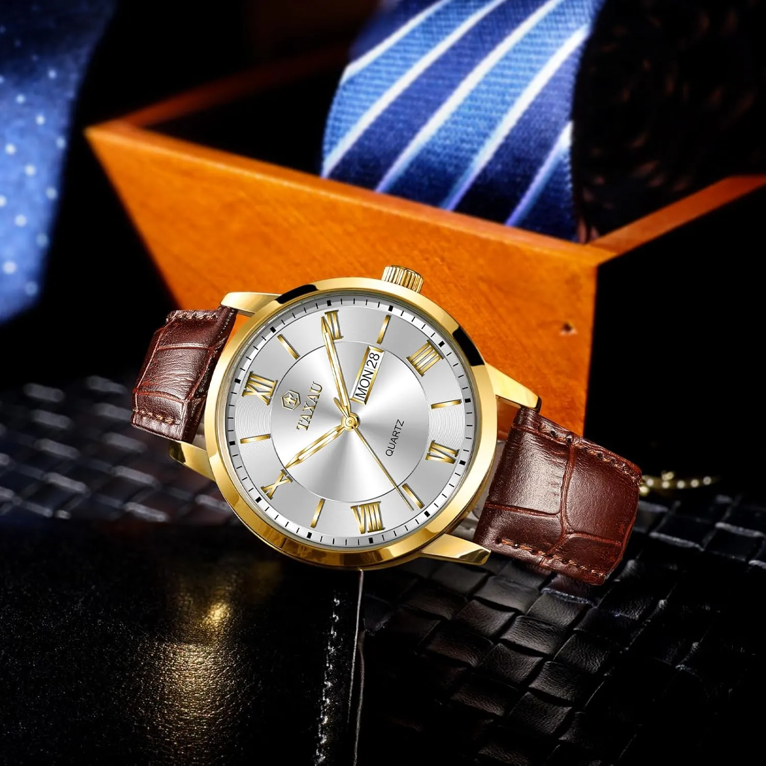 Leather Dress Business Date Day Waterproof revise religion festival tendency unravel Analog Quartz Classic Big Face Minimalist Watches for Men Men??s Casual Watch Luxury 