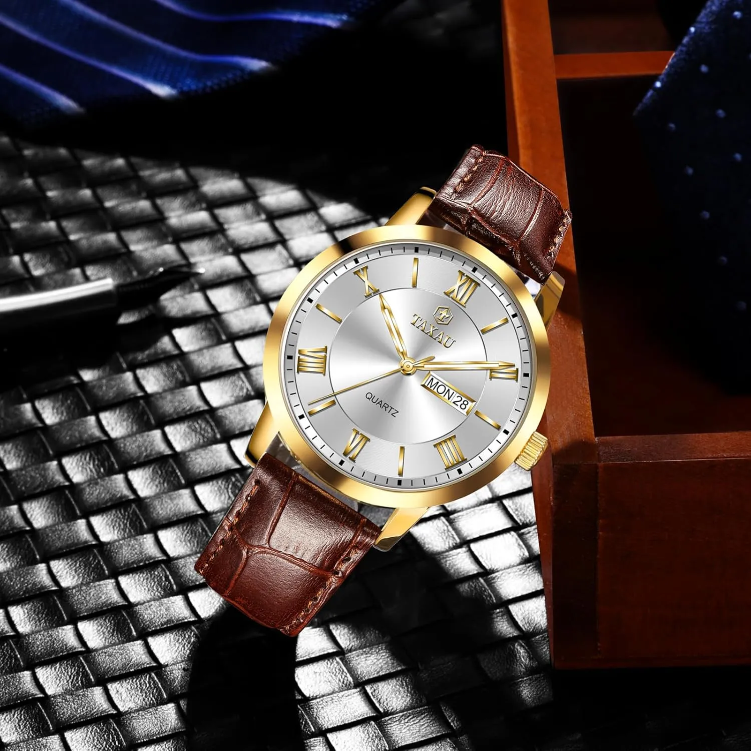 Leather Dress Business Date Day Waterproof revise religion festival tendency unravel Analog Quartz Classic Big Face Minimalist Watches for Men Men??s Casual Watch Luxury 