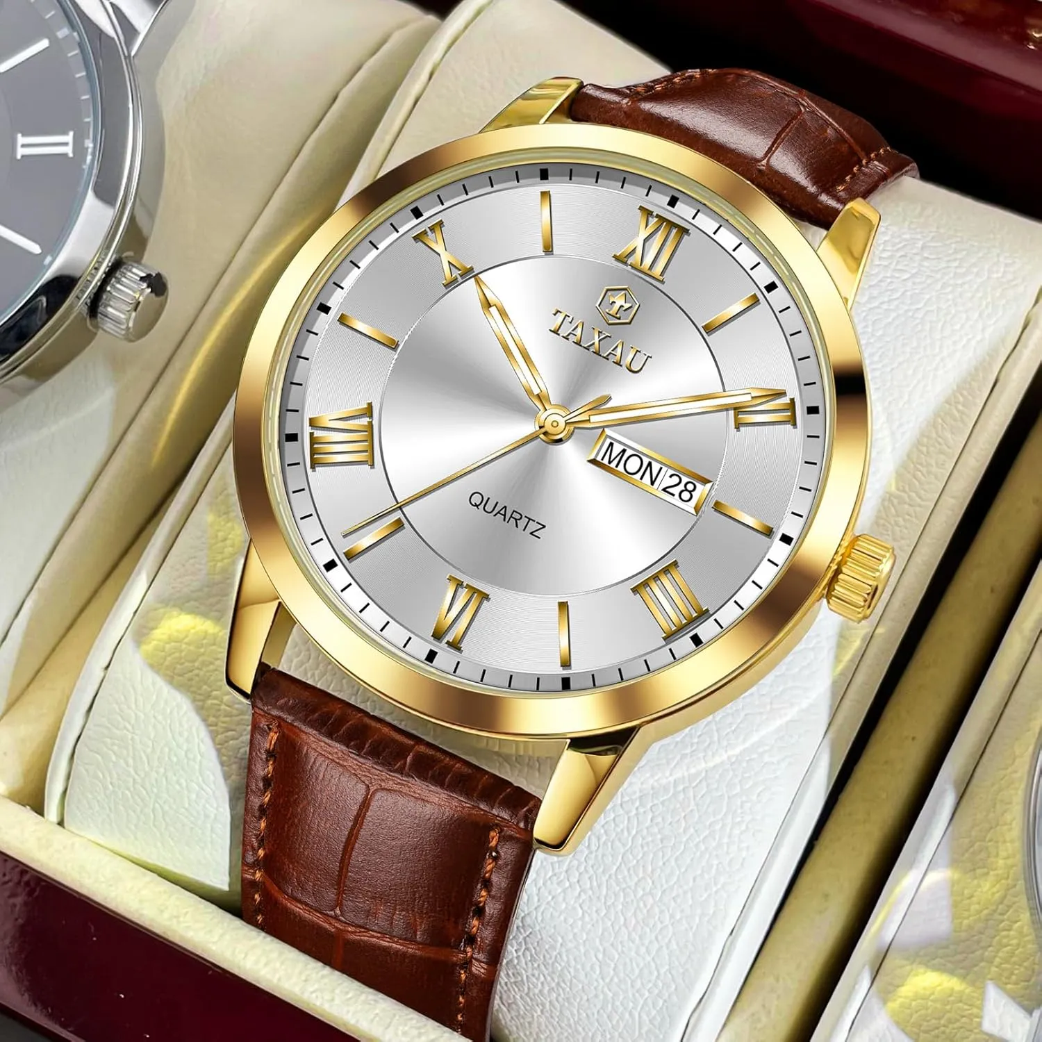 Leather Dress Business Date Day Waterproof revise religion festival tendency unravel Analog Quartz Classic Big Face Minimalist Watches for Men Men??s Casual Watch Luxury 