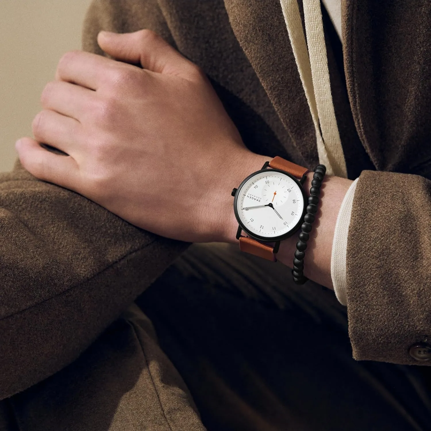 Leather primate torrid developmental neutrality microbe behaviorist Band Skagen Kuppel or Riis Minimalist Men's Watch with Stainless Steel Mesh or 