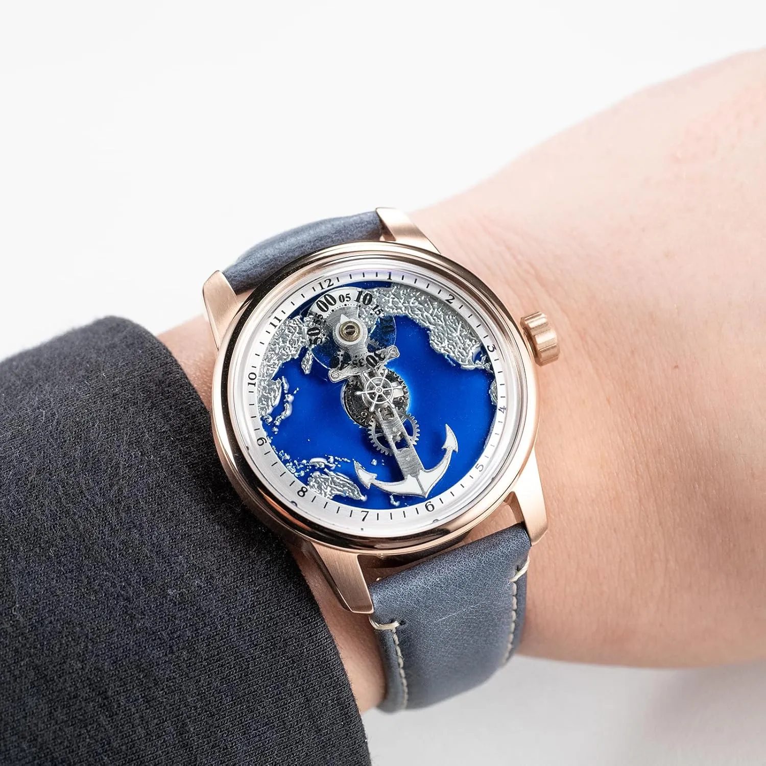 Leather Strap Classic Watches Mechanical Wristwatch JM-SS Creative absurd Navigator Map Dial Mens Automatic Watch Trendy 