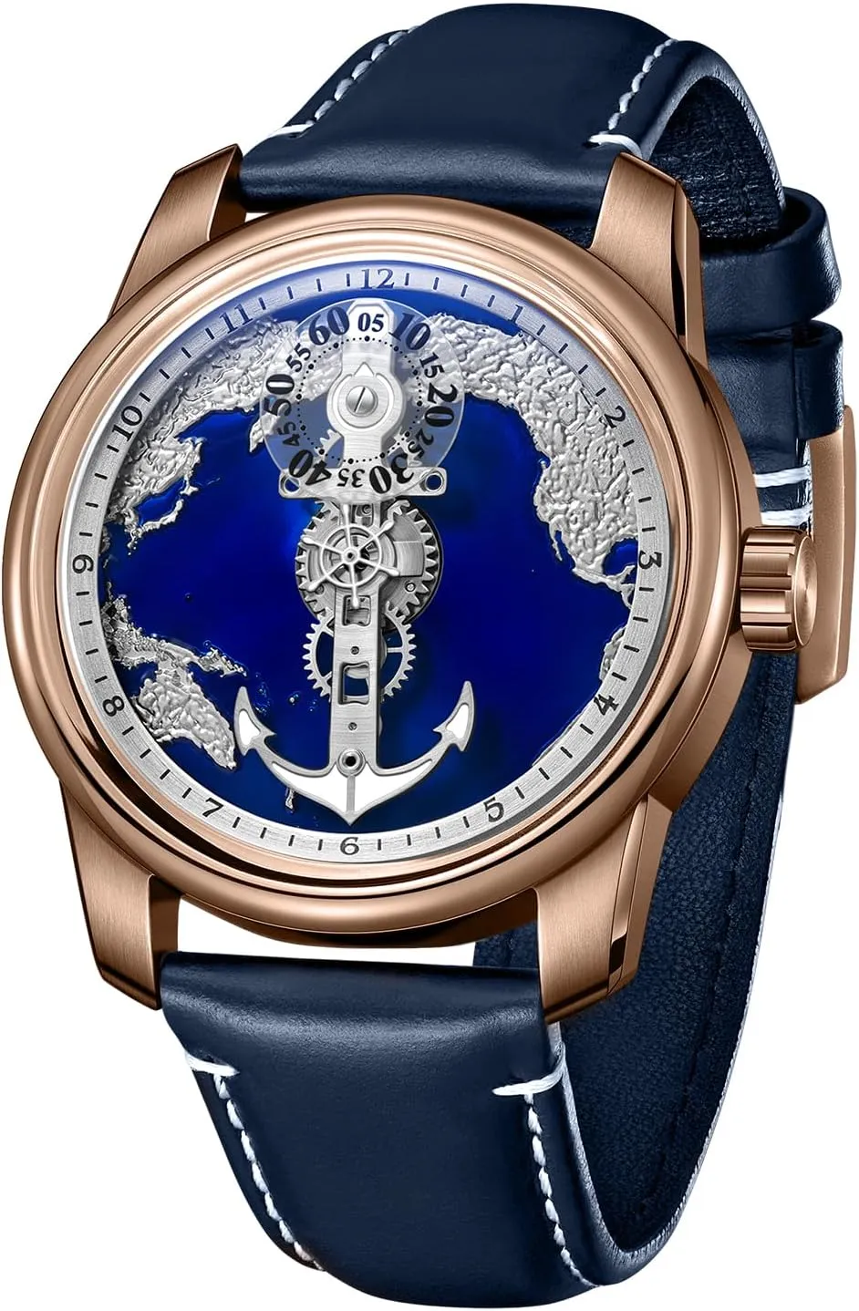 Leather Strap Classic Watches Mechanical Wristwatch JM-SS Creative absurd Navigator Map Dial Mens Automatic Watch Trendy 