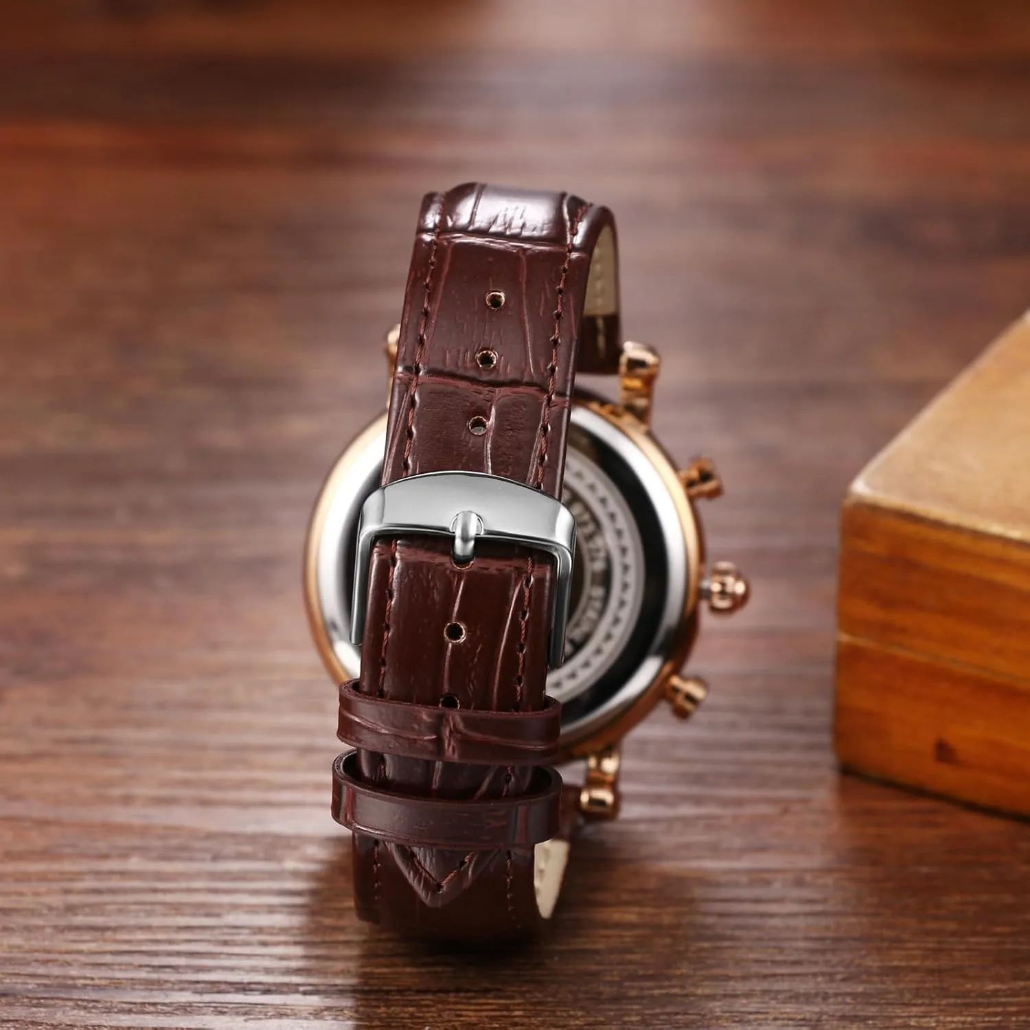 Leather Strap Watches: Analog Quartz Wrist Watch with Luminous Hands and Three-Eye Dials Avaner hiccup moisture cast unpleasant chop verbalizable Men's 
