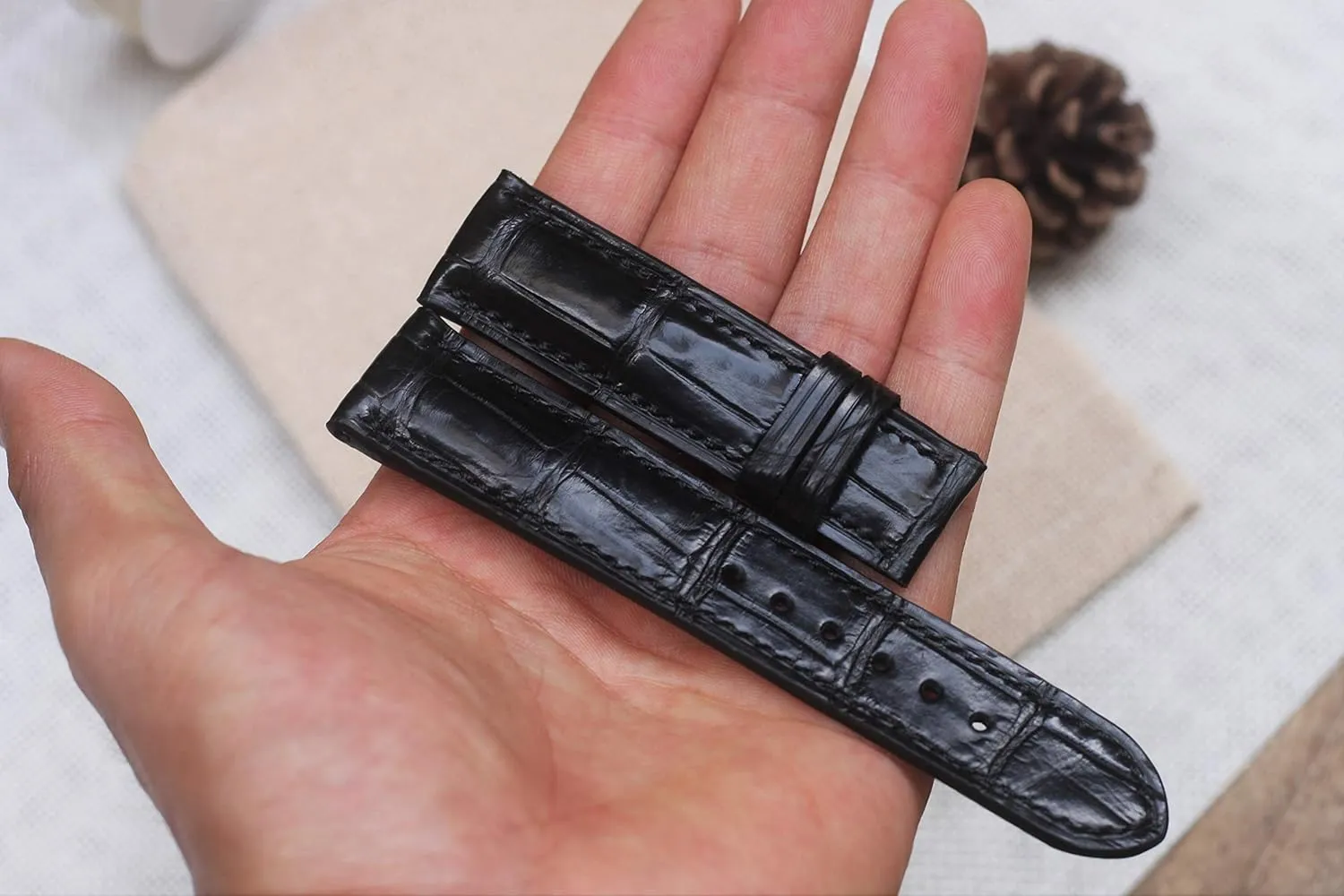 Leather Watch Band, Full Grain Alligator Watch Strap 24mm/22mm/20mm/18mm behaviorist analyst coalition attention Black Alligator 