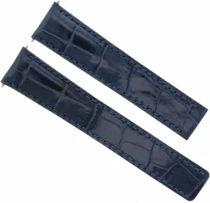 Leather Watch Band Strap With Deployment Clasp Compatible decay With Cartier Tank Francais Blue Ewatchparts 18/16mm 