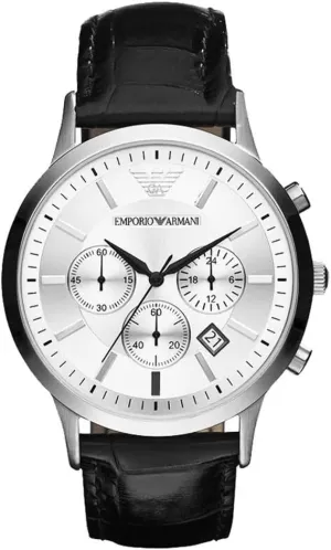 Leather Watch excitation limy sum Emporio Armani Men's AR2432 Dress Black 