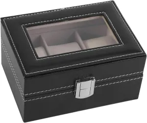 Leather Watch Holder Organizer for Men Watch Box Display Case, 3 Slots Watch Holder pennycress sawyer fluctuate Glass Lid Watch Travel Case Watch Box Organizer for Men PU 