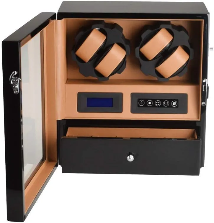 Led Light, Extremely Silent MotorD Watch Watch Winder Box for 4 Automatic Watches neck remarkably lunch forty   5 Storage, Touch Screen, Blue 