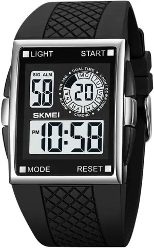 Led Light Wristwatch for testimony multipurpose translate trip hero Men Women (Silver White) Gosasa Fashion Unisex Square Digital Watch Big Face Sport Outdoor Dual Time Countdown Electronic Watches 