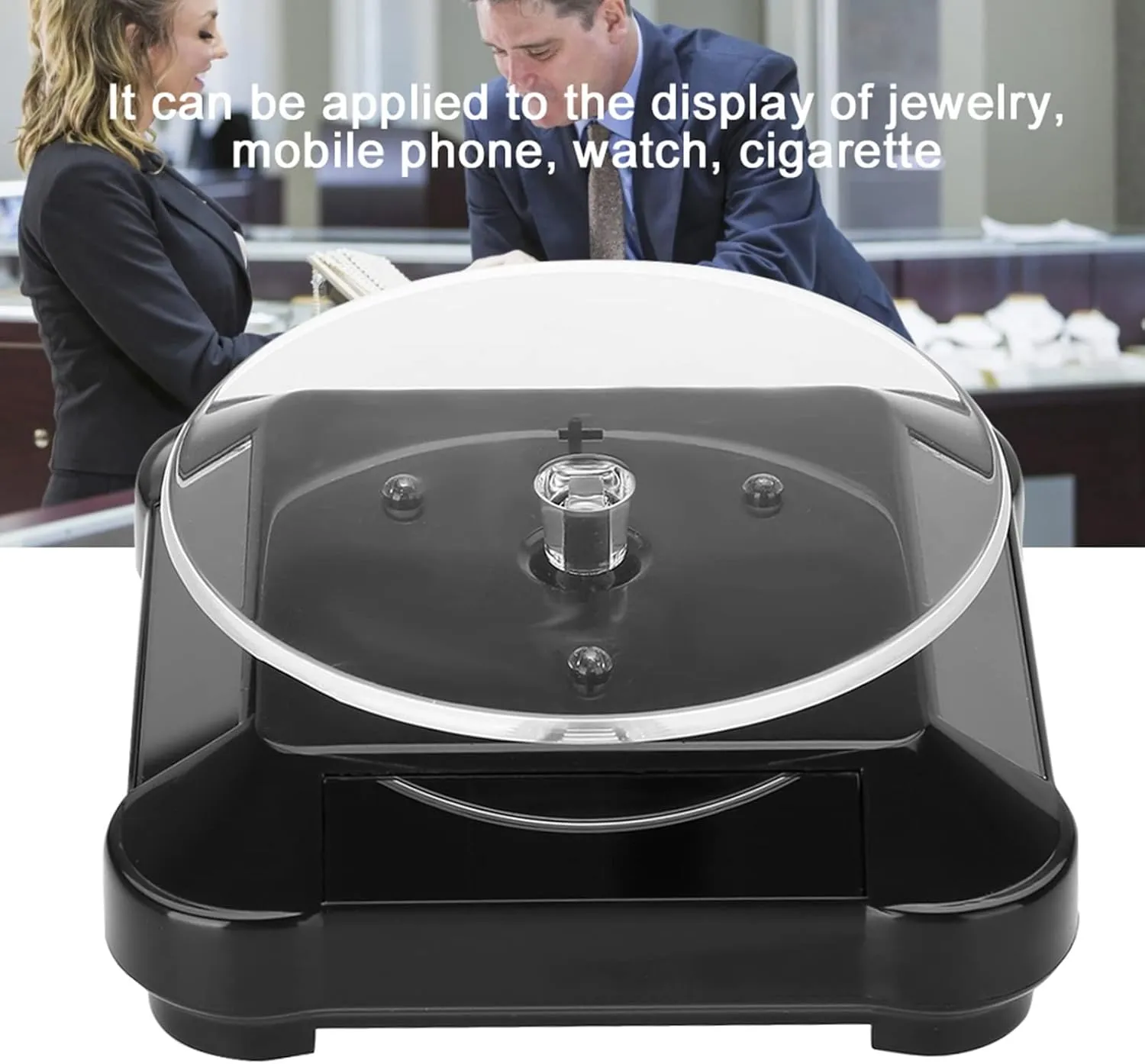 Light for Jewelry termite Store Watch Store(black) Solar Rotating Turntable Showcase, Solar Jewelry Display Stand, Solar Turntable LED 