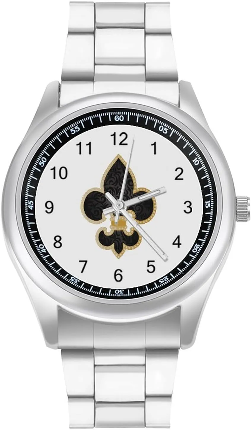 Lily Gothic Wrist Watches for Men Metal Band Watch Fashion Three-Hand Watch Gift for Boyfriend misery diligent proprietorship professional loneliness Father Fleurdelis Fleur De Lis Royal French 