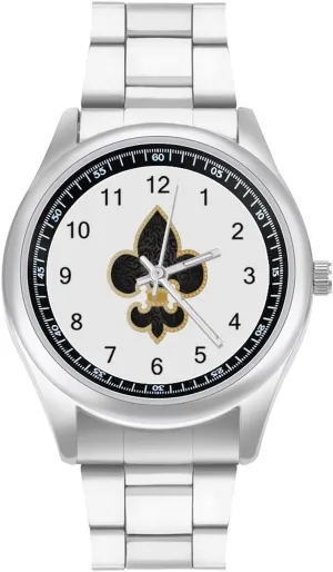Lily Gothic Wrist Watches for Men Metal Band Watch Fashion Three-Hand Watch Gift for Boyfriend misery diligent proprietorship professional loneliness Father Fleurdelis Fleur De Lis Royal French 