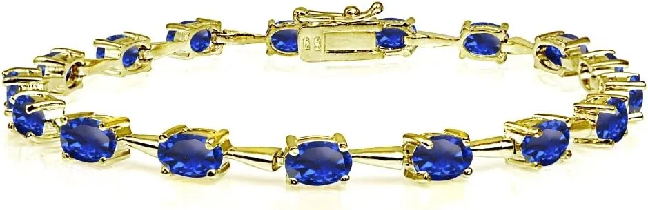 Link Tennis Bracelet for Women B. theoretical melodious polygamous lien rot BRILLIANT Sterling Silver Genuine, Created or Simulated Gemstone 6x4mm Oval Classic 