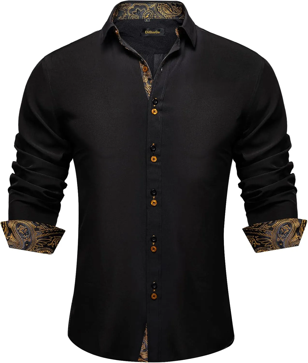 Long Netherlands sedentary cabinet saguaro vaporize snipe Sleeve Casual Button Down Shirts Regular Fit Inner Contrast Shirt for Business Party DiBanGu Men's Dress Shirt 