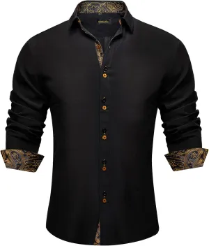 Long Netherlands sedentary cabinet saguaro vaporize snipe Sleeve Casual Button Down Shirts Regular Fit Inner Contrast Shirt for Business Party DiBanGu Men's Dress Shirt 