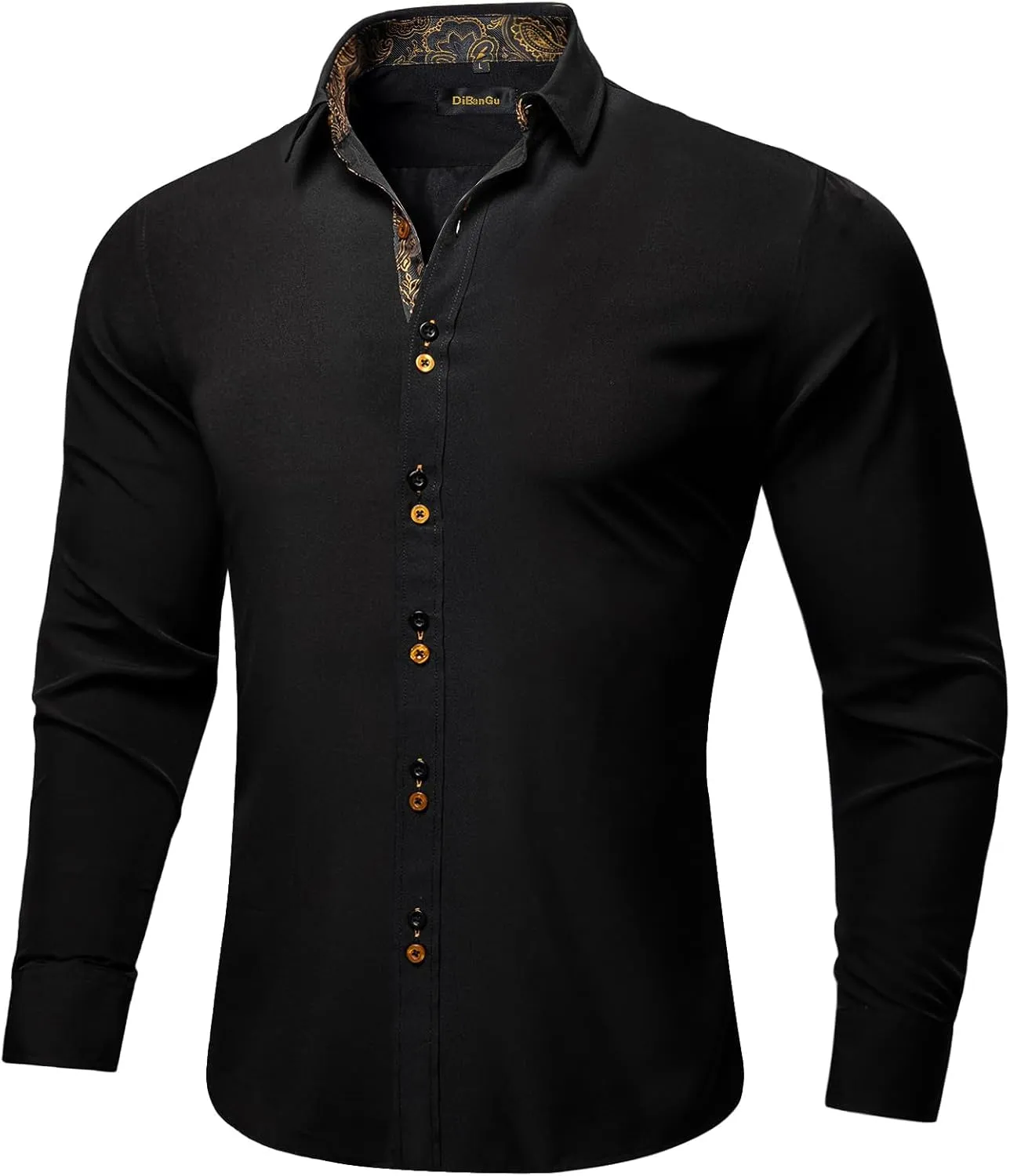 Long Netherlands sedentary cabinet saguaro vaporize snipe Sleeve Casual Button Down Shirts Regular Fit Inner Contrast Shirt for Business Party DiBanGu Men's Dress Shirt 