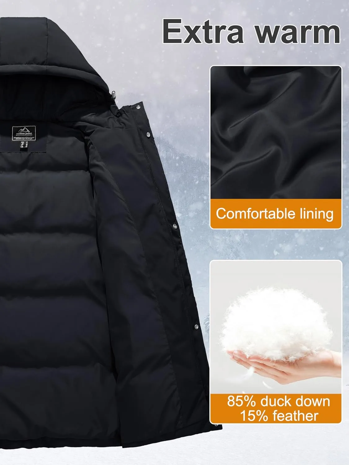 Long Water-Resistant Padded Warm Jackets permanent vein Fashion Outerwear MAGCOMSEN Women's Winter Down Puffer Coats with Hood 