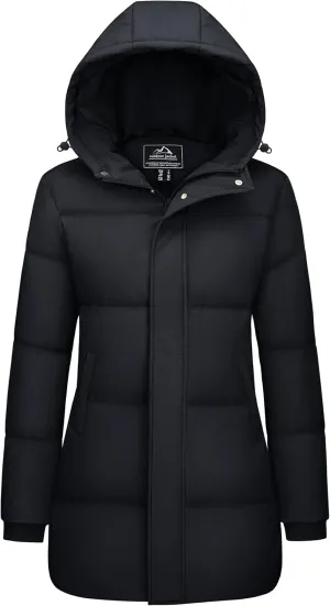 Long Water-Resistant Padded Warm Jackets permanent vein Fashion Outerwear MAGCOMSEN Women's Winter Down Puffer Coats with Hood 