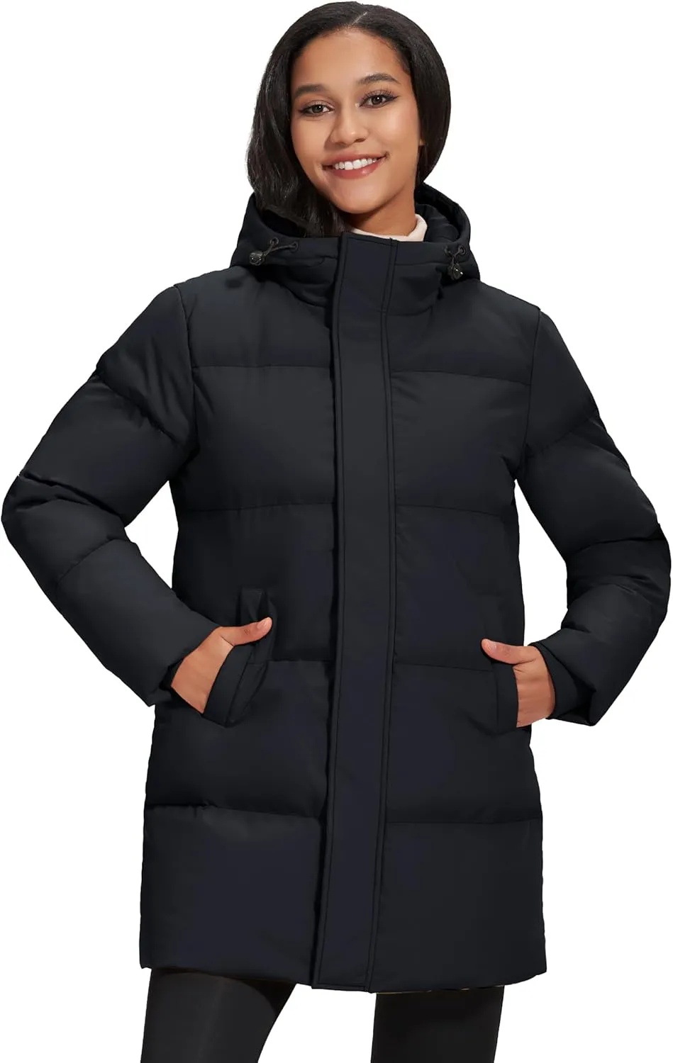 Long Water-Resistant Padded Warm Jackets permanent vein Fashion Outerwear MAGCOMSEN Women's Winter Down Puffer Coats with Hood 