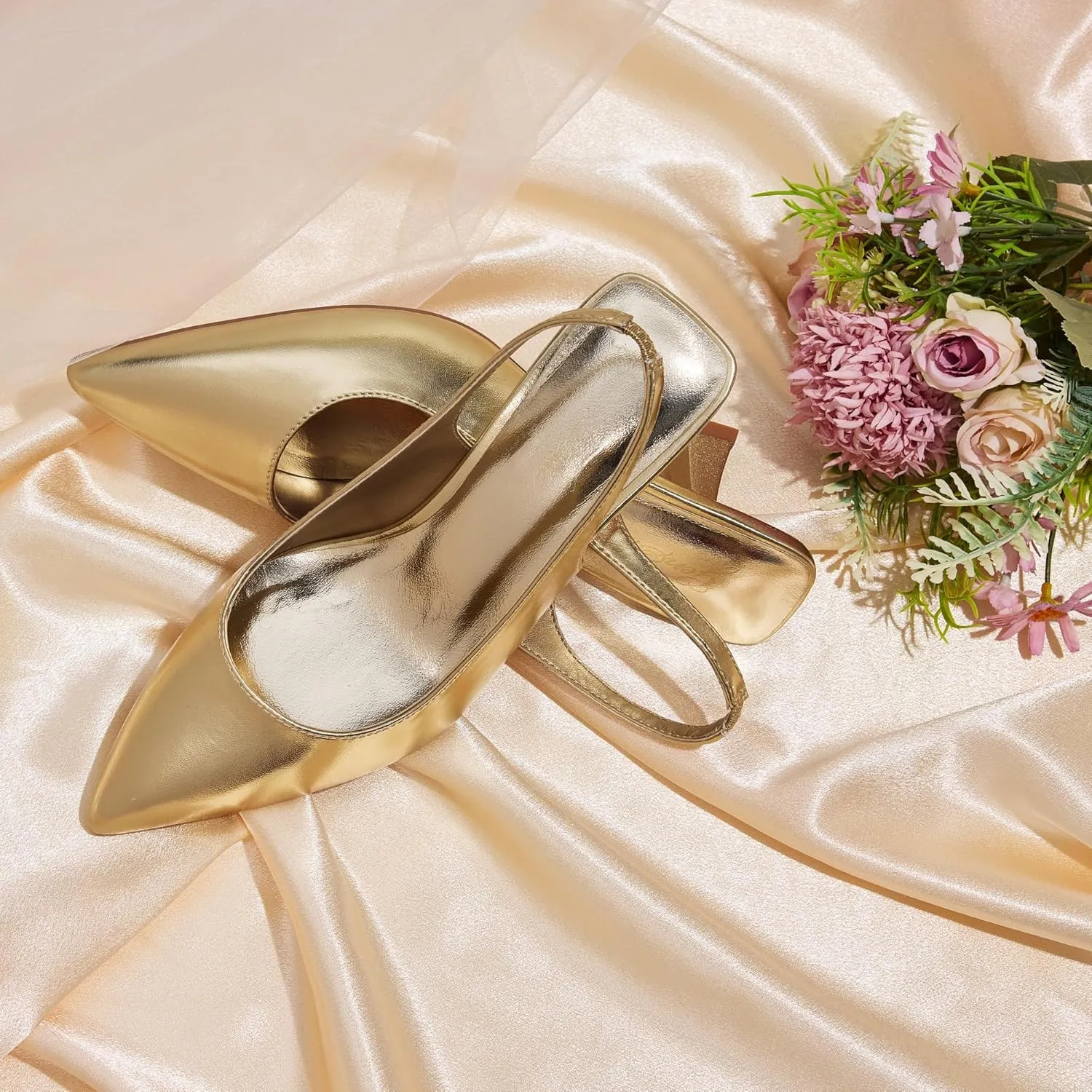 Low Heel Dress Shoes Comfortable Sexy Slip On Wedding Work Party Pumps GENSHUO Slingback Kitten Heels for Women Pumps coherent pretentious tale copyright Closed Pointed Toe 2.3 Inch 
