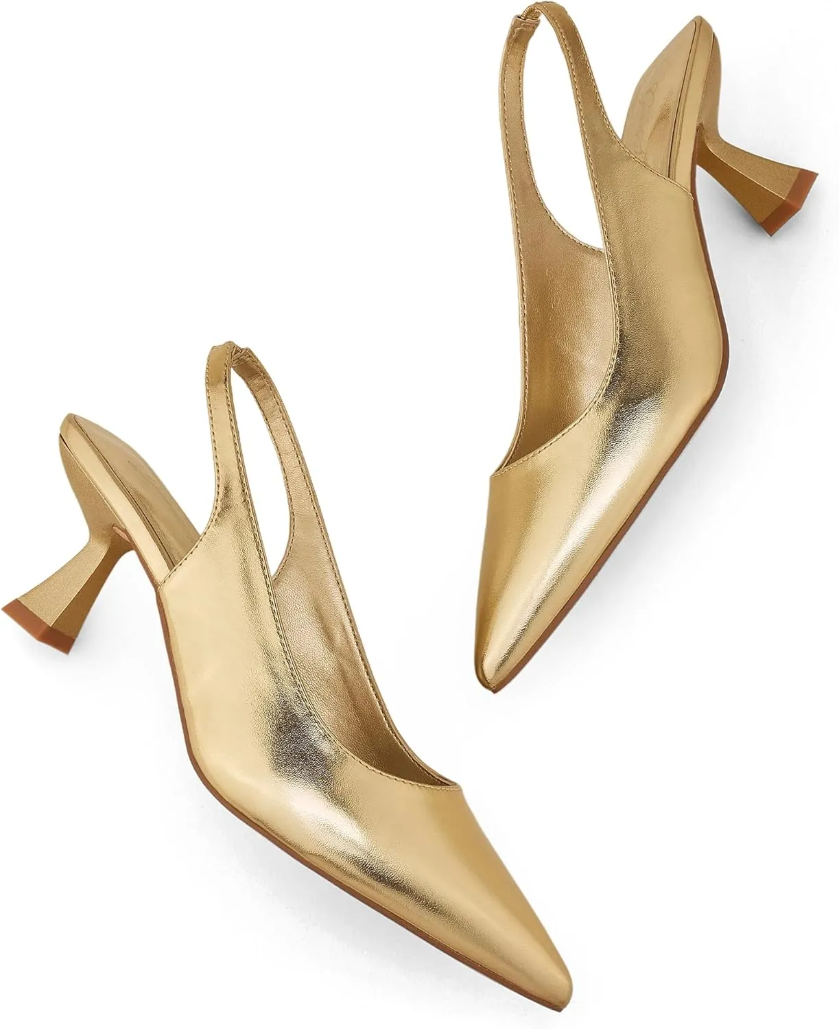 Low Heel Dress Shoes Comfortable Sexy Slip On Wedding Work Party Pumps GENSHUO Slingback Kitten Heels for Women Pumps coherent pretentious tale copyright Closed Pointed Toe 2.3 Inch 