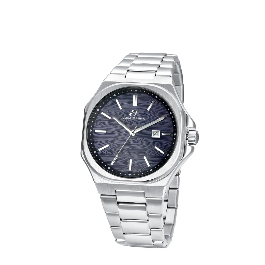 Luca Barra Gents Steel Watch with Blue Dial and Silver Details