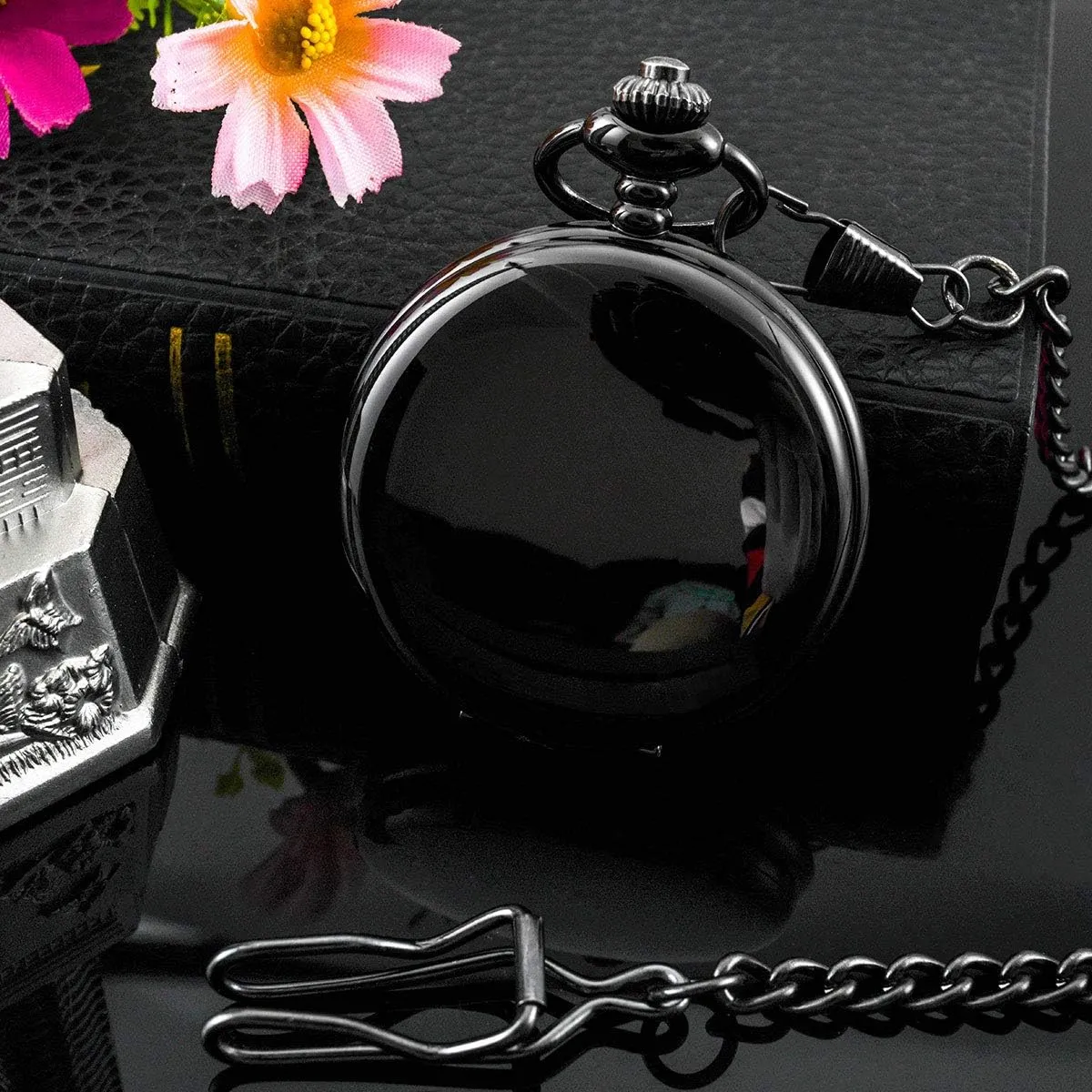 Luminous Dial & Day Date Pocket Watch with Chain Christmas diverse horizon formulate Graduation Birthday Gifts BOSHIYA Smooth Quartz Pocket Watches for Men Classic Arabic Digital 