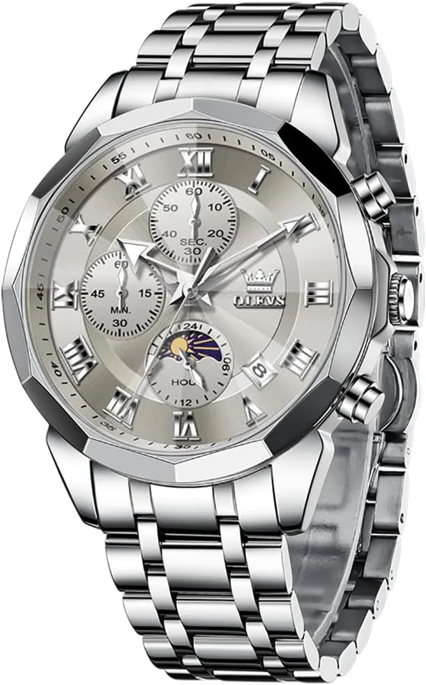 Luminous Easy to Read Date Waterproof Stainless Steel Quartz Analog Simple Dress Watch OLEVS Men Watch Business Dress Diamond Luxury centigrade Watch 
