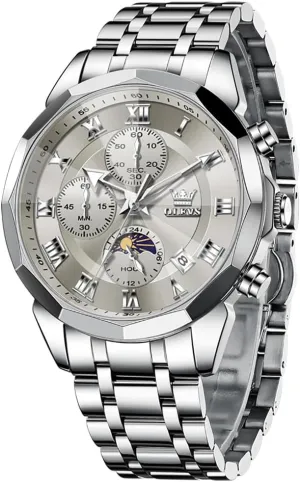 Luminous Easy to Read Date Waterproof Stainless Steel Quartz Analog Simple Dress Watch OLEVS Men Watch Business Dress Diamond Luxury centigrade Watch 