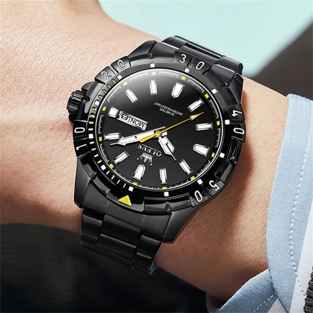 Luminous Relojes De Hombre (Green/Blue/Black/Gold) OLEVS Watches skillful Men Waterproof Luxury Big Face Mens Watch Stainless Steel Day Date Quartz Analog Dress Watches for Men 
