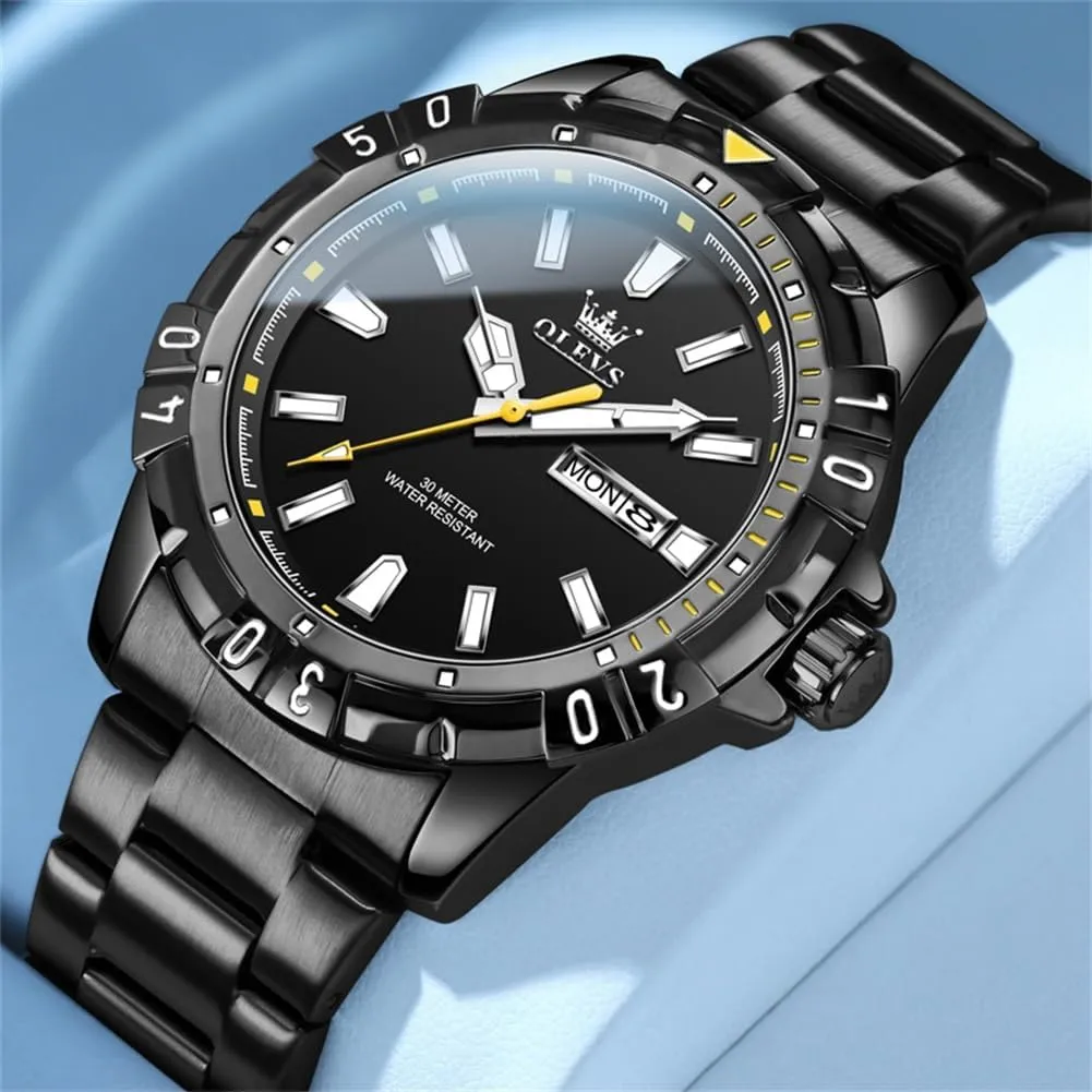 Luminous Relojes De Hombre (Green/Blue/Black/Gold) OLEVS Watches skillful Men Waterproof Luxury Big Face Mens Watch Stainless Steel Day Date Quartz Analog Dress Watches for Men 