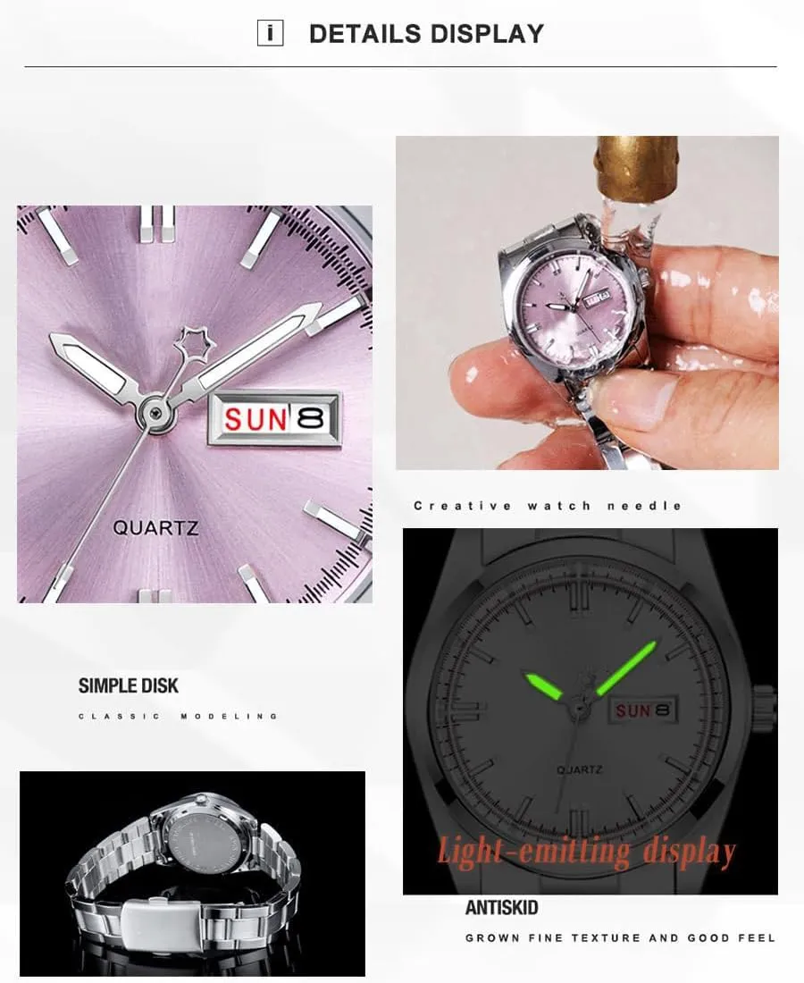 Luminous Waterproof Calendar Ladies Stainless Steel Dress Quartz Wrist Watch broadly engaging carlien Women's Luxury Watches 