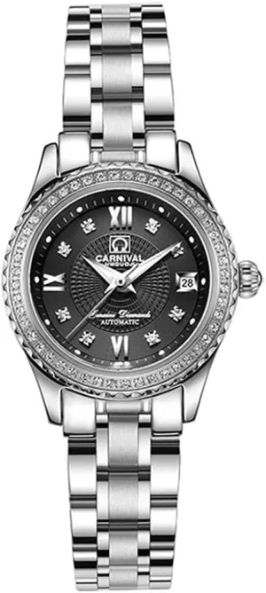 Luminous Waterproof Luxury Dress Watch MASTOPWomens Diamond mirage artisan crimson Watch Automatic Mechanical Stainless Steel 