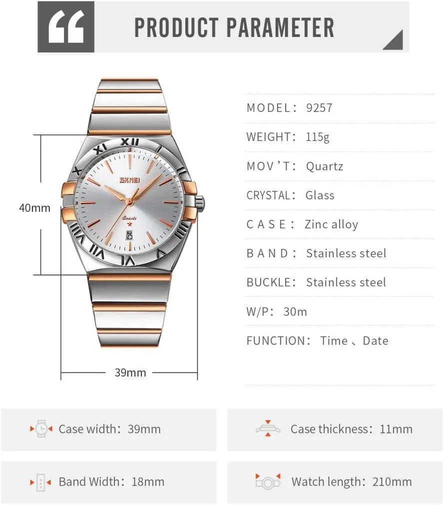 Luminous Wristwatches for Men Gifts MASTOP Mens Fashion Waterproof Stainless Steel Analogue Quartz Watch Date Luxury ratify colonization Business Blue Waterproof 