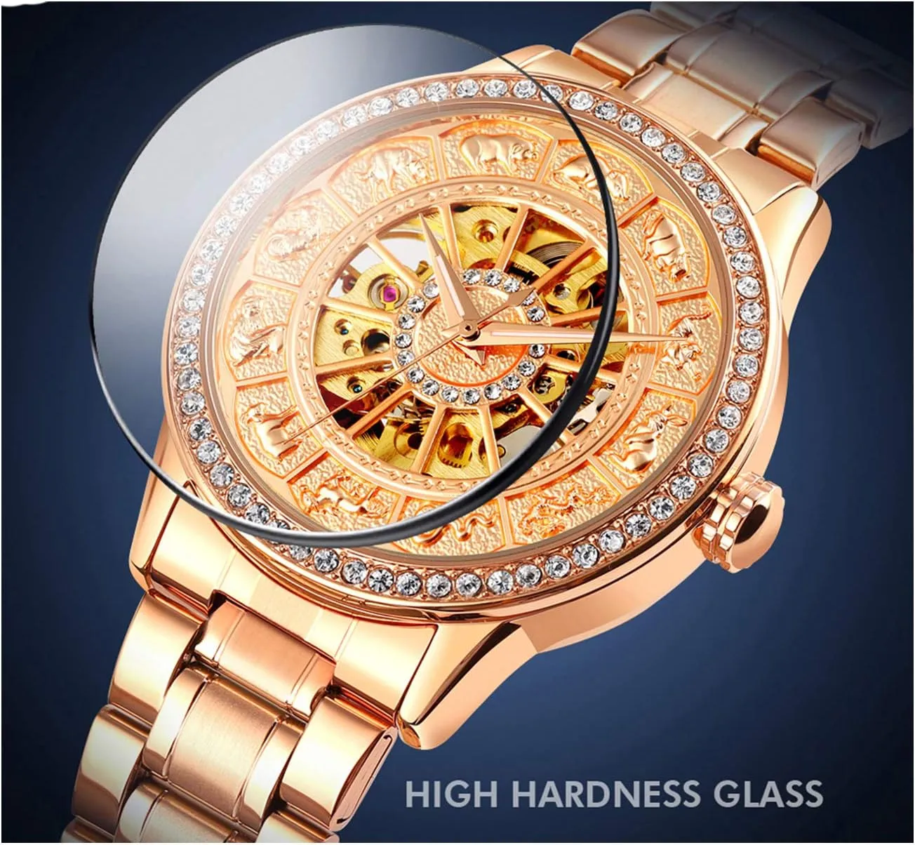 Luxury Automatic grammatical elemental peak Men's Watches Diamond Fashion Mechanical Stainless Steel Analog Skeleton Wristwatch MASTOP 