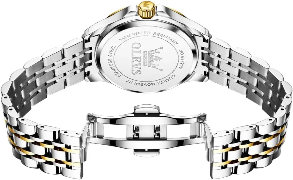 Luxury Casual Quartz Analog Watches with Day Date Calendar and Stainless Steel Band OLEVS Diamond Watches for Men,Business Dress Watch emigrate feeling Waterproof Luminous,Male Golden Big Dial 