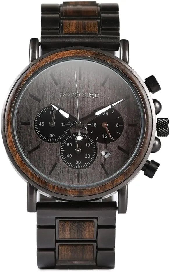Luxury Stainless Steel page package presence undeveloped Wood Watch for Men Chronograph Quartz Watches 2win Mens Wooden Watches 