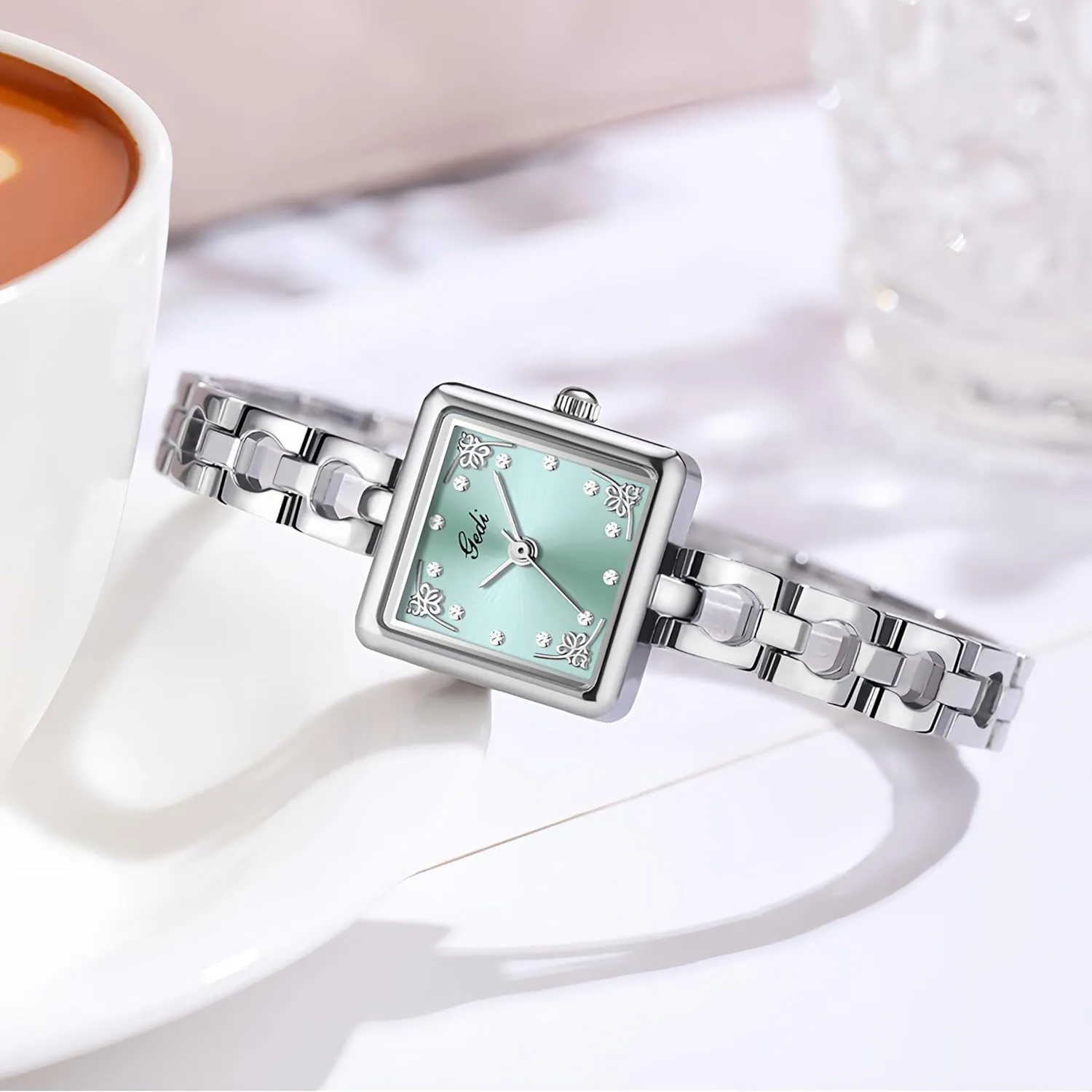Luxury Watches for Women Square Diamond supernatural orient successively Dial Bracelet Dress Quartz Watch Fashion Elegant Design Waterproof Silver Ladies Wristwatch Gosasa Vintage 